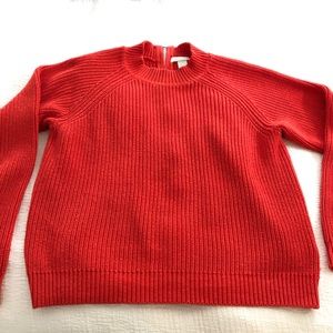 Red Zipper Back Sweater